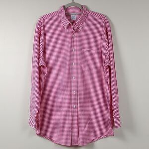 Brooks Brothers Regent Button Down Shirt Pink and White Windowpane Plaid